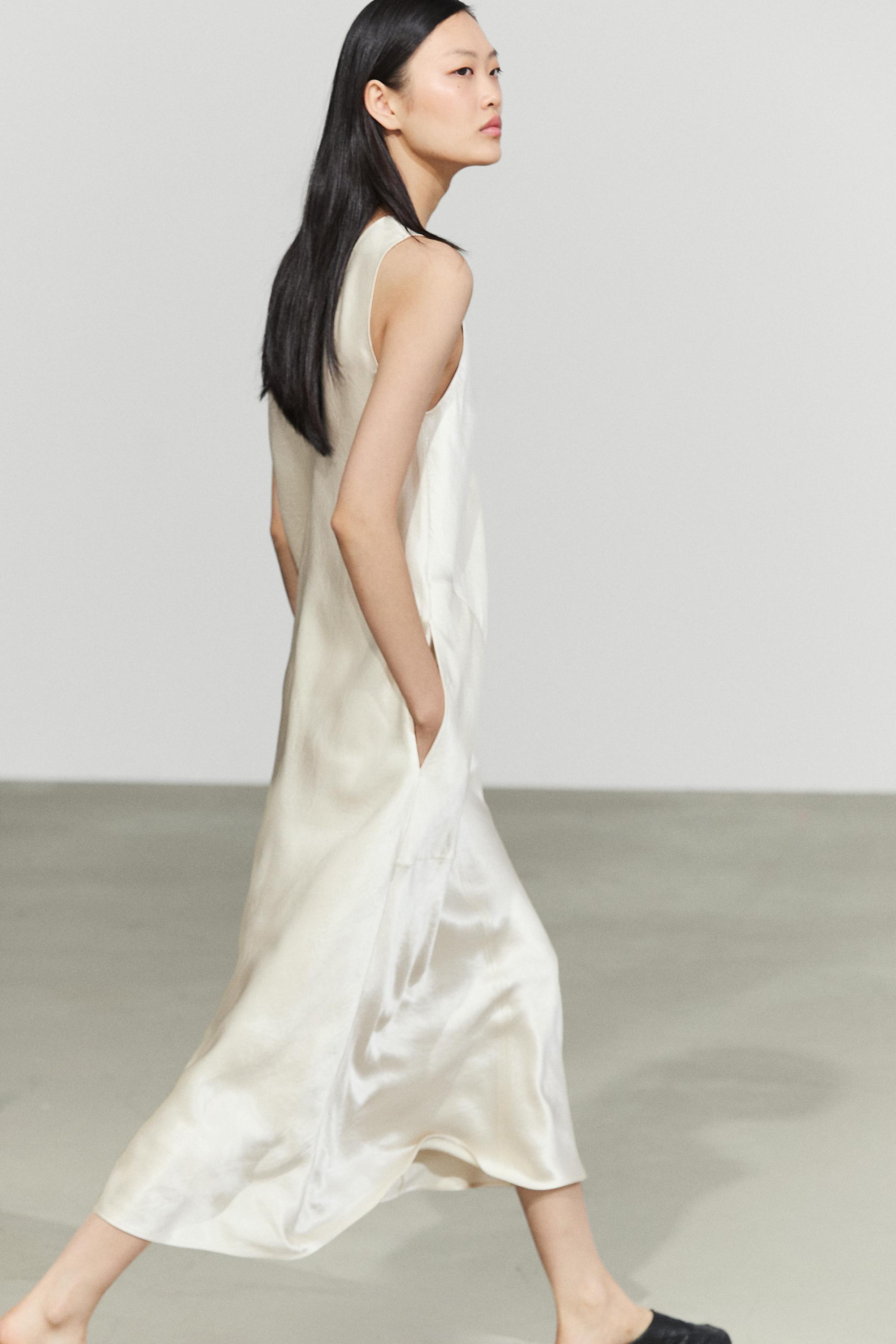 Satin midi slip dress